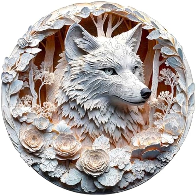 WOODEN PUZZLE ADULTS AND CHILDREN, 3D WOLF-1 CIRCULAR UNIQUE PUZZLE, WOODEN PUZZLE ADULTS WITH WOODEN GIFT BOX (M-200 PIECES) - Image 1